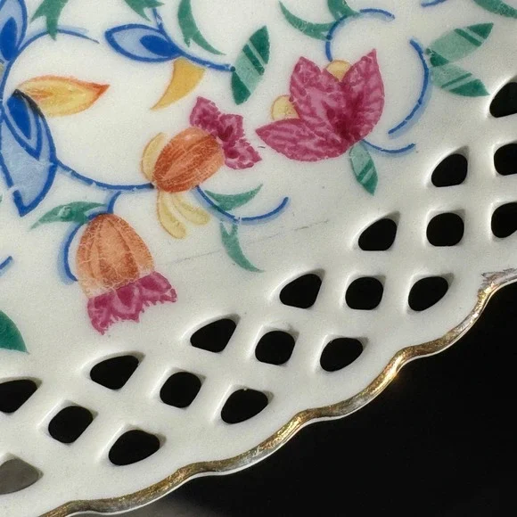 Vintage Germany Floral Reticulated Plate Decorative Display Plate - Picture 4 of 7
